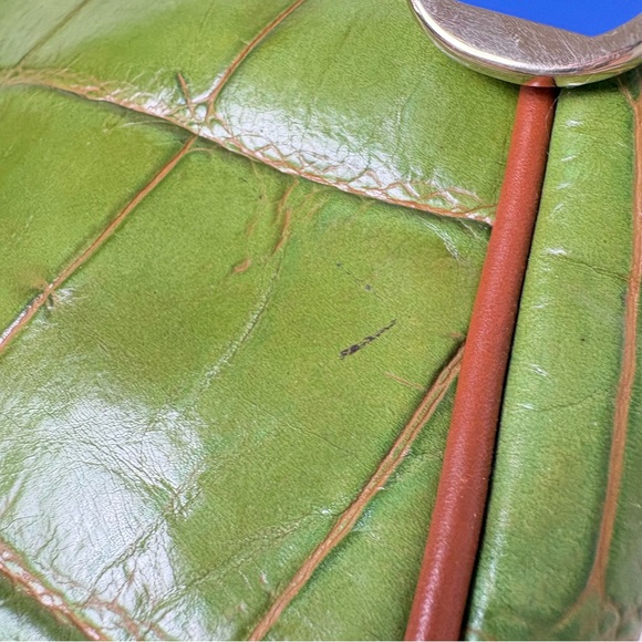 DOONEY & BOURKE  Green Croco Croc Embossed Leather Shoulder Bag Y2K - Picture 7 of 12